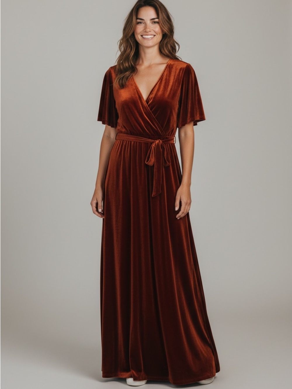 LIULUS BURNT ORANGE WRAP MAXI DRESS SZ SMALL